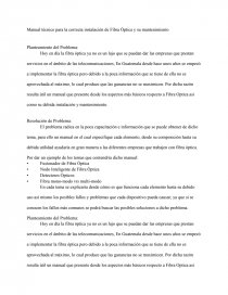 Manual técnico para la correcta instalación de Fibra Óptica y su mantenimiento. Página 1