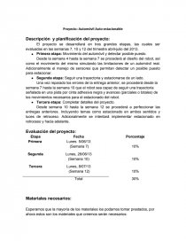 Proyecto: Automóvil Auto-estacionable Descripción y planificación del proyecto:. Página 1