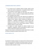 CONSIDERACIONES PARA EL DECRETO.