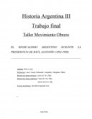 Sindicalismo argentino durante la presidencia de raul alfonsin (1983-1989)