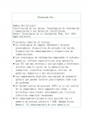 Clasificación de las aéreas Tecnológicas de información y comunicación y sus aéreas de clasificación