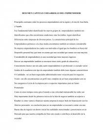 RESUMEN CAPITULO 3 DESARROLLO DEL EMPRENDEDOR. Página 1