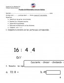 Prueba de Matemática tercero básico.