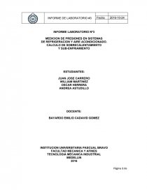 INFORME LABORATORIO Nº3 MEDICION DE PRESIONES EN SISTEMAS. Página 1