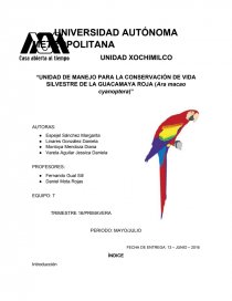ASPECTOS BIOLÓGICOS DE LA GUACAMAYA ROJA CLASIFICACIÓN TAXONÓMICA. Página 1