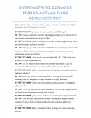 ENTREVISTA:”EL ESTILO DE MÚSICA ACTUAL Y LOS ADOLESCENTES”