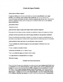 ¿Para qué se utiliza el agua?. Página 1