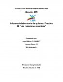 Informe de laboratorio de química: Practica #2 “Las reacciones químicas”