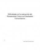 Dificultades en la instrucción del Pensamiento Crítico en Estudiantes Universitarios