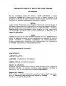 AUDITORIA EXTERNA EN EL AREA DE RECURSOS HUMANOS