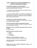 Tema 1. Orígenes de la ciencia administrativa o la teoría de la administración pública.