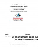 Definición de la Organización como elemento del Proceso Administrativo