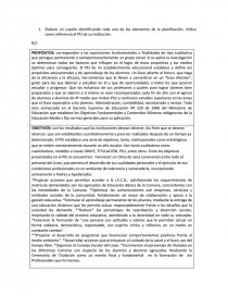 Elabore un cuadro identificando cada uno de los elementos de la planificación. Utilice como referencia el PEI de su institución. Página 1