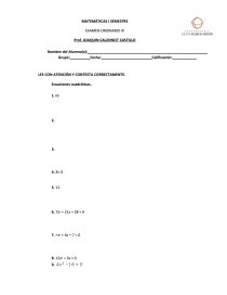 MATEMÁTICAS I SEMESTRE EXAMEN ORDINARIO III. Página 1