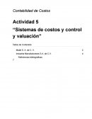 Contabilidad de Costos Actividad 5 “Sistemas de costos y control y valuación”