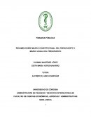 RESUMEN SOBRE MARCO CONSTITUCIONAL DEL PRESUPUESTO Y MARCO LEGAL DEL PRESUPUESTO