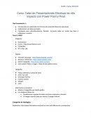 Curso Taller de Presentaciones Efectivas de Alto Impacto con Power Point y Prezi.