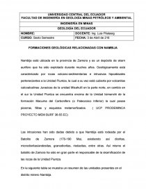 FORMACIONES GEOLÓGICAS RELACIONADAS CON NAMBIJA.. Página 1