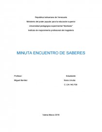 MINUTA ENCUENTRO DE SABERES. Página 1