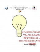 Actividades pedagógicas para reconocer la importancia de la electricidad en la vida del hombre.