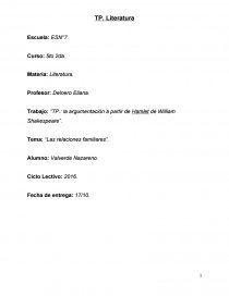 La argumentación a partir de Hamlet de William Shakespeare”.. Página 1