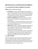 METODOLOGIA DE LA INVESTIGACION DOCUMENTAL.