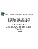 DIAGNOSTICO PERSONAL EXPERIENCIA DOCENTE