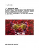 EL Cancer. Es una enfermedad en la que se puede observar un proceso descontrolado en la división de las células del cuerpo