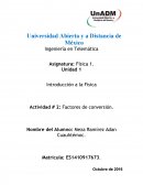 Actividad Introducción a la Física. Factores de conversión