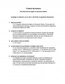 Control de lectura Plan Nacional de inglés en educación básica