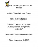 Ensayo: “La importancia de la investigación en la Ingeniería ambiental”