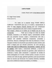 Carta poder a realizar el siguiente trámite. Página 1
