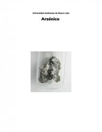Arsenico. El arsénico es un elemento químico, cuyo símbolo es As y su número atómico,. Página 1