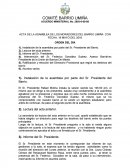 Acta de la asamblea de los moradores del barrio Umiña