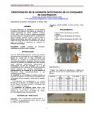 Determinación de la constante de formación de un compuesto de coordinación.