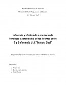 Influencia y efectos de la música en la conducta y aprendizaje de los infantes entre 7 y 8 años en la U. E “Manuel Gual”