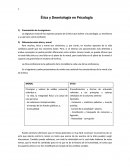 La asignatura trata de los aspectos propios de la ética que atañen a la psicología, su enseñanza y su ejercicio como profesión.