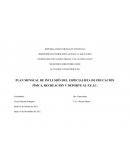 PLAN MENSUAL DE INCLUSIÓN DEL ESPECIALISTA DE EDUCACIÓN FÍSICA, RECREACIÓN Y DEPORTE AL P.E.I.C.