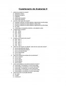 Anatomia examen. Cuestionario de Anatomía II