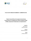 Plan de Convergencia de las Normas Internacionales de Contabilidad para Pequeña y Mediana Entidad (PYME) y Experiencias