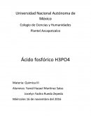 Ácido fosfórico H3PO4 Materia: Química III