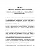 LECTURA: ACTUALIZACIÓN DE LA LEGISLACIÓN EN MATERIA EDUCATIVA.