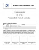 Instalación de faena de avanzada. Registro de aprobación y enmiendas