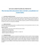 Acta de Constitucion del Plan de desarrollo educacional sobre nutrición y sexualidad en el Cantón Salitre.