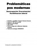 Problemáticas pos modernas Desocupación/ Precarización/ flexibilización laboral