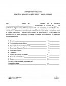Acta de conformación comité de ambiente, alimentación y salud escolar