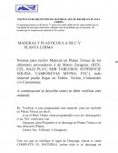 POLÍTICAS DE RECEPCIÓN DE MATERIAL QUE SE RECIBE EN PLANTA LERMA.