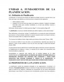 UNIDAD 6. FUNDAMENTOS DE LA PLANIFICACION.