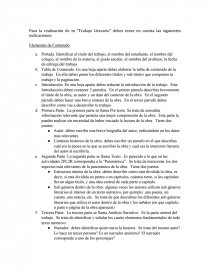 Lineamientos Generales Para la realización de tu “Trabajo Literario” debes tener en cuenta las siguientes indicaciones. Página 2