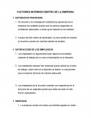 FACTORES INTERNOS DENTRO DE LA EMPRESA